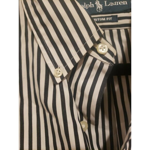 Ralph Lauren Shirt Sz 16 34/35 Stripe Custom Fit Long Sleeve Button Front Preppy - Picture 4 of 8